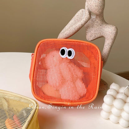 Cute Eye Mesh Cosmetic Bags- Orange