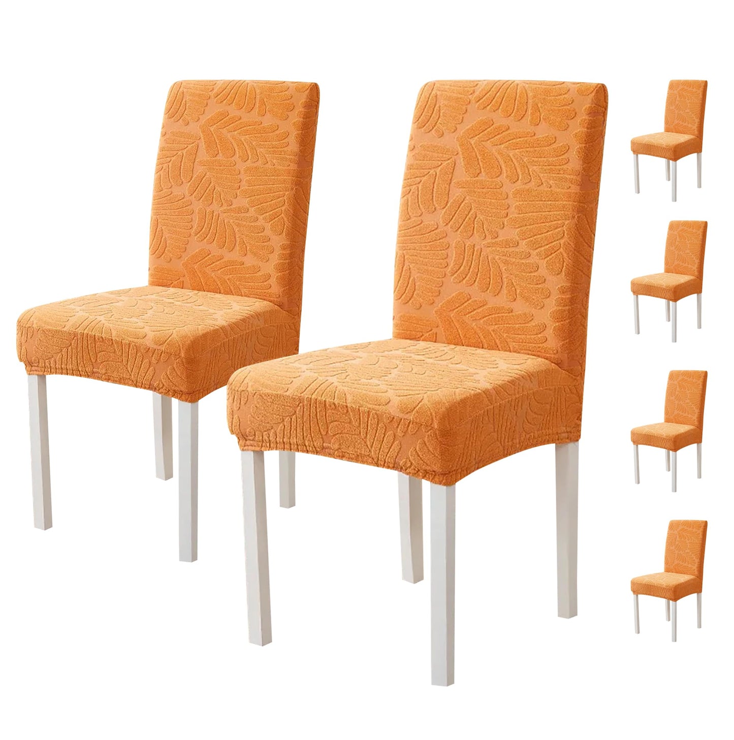 Jacquard Leaf Chair Cover- Orange