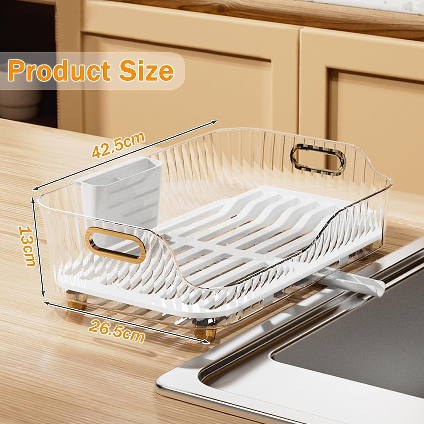 Acrylic Dish Drying Rack Sink Dish Drying Rack Suitable for All Kinds of Dishes (Clear)