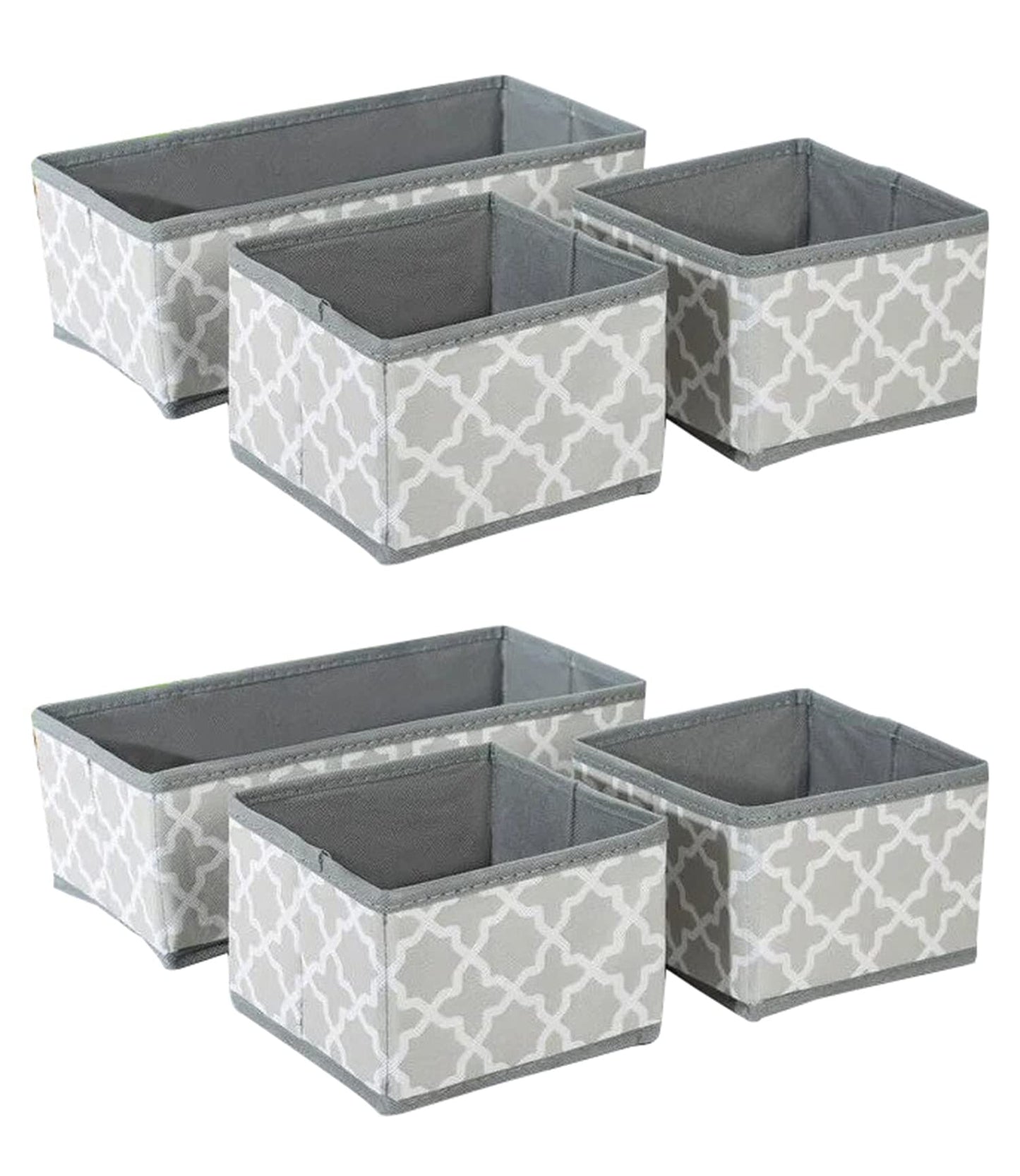 Storage Box Set of 3 Closet Dresser Drawer Organizer Cube Basket Bins (Grey Lantern)