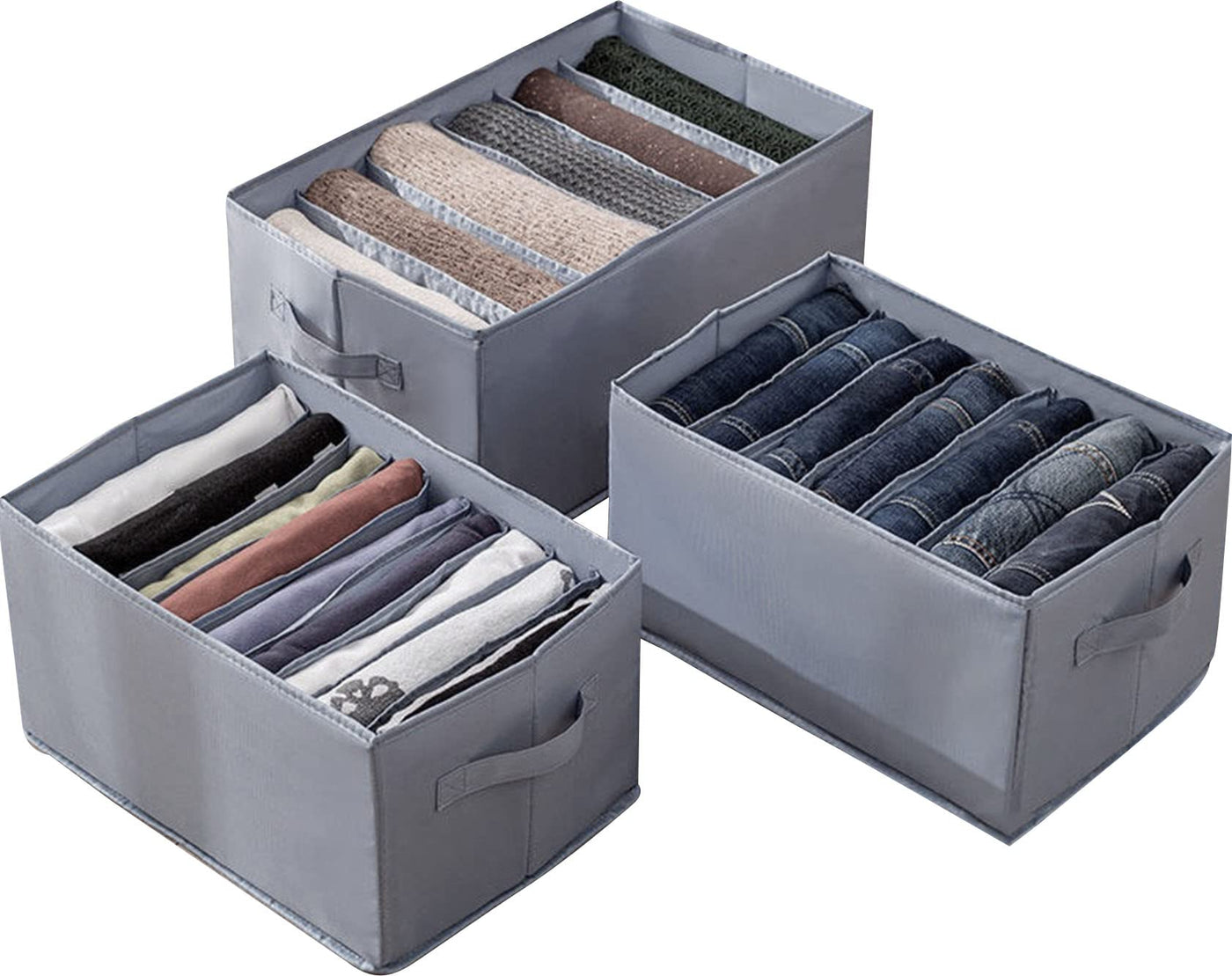 Wardrobe Clothes Organizer Closet Drawer Organizers Set of 3 (6+7+9 Grids)