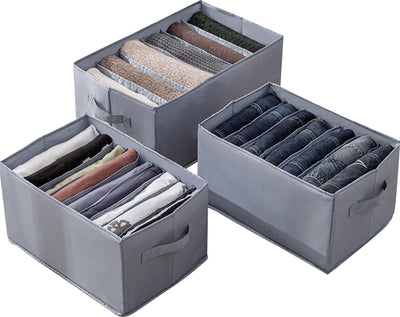 Wardrobe Clothes Organizer Closet Drawer Organizers Set of 3 (6+7+9 Grids)