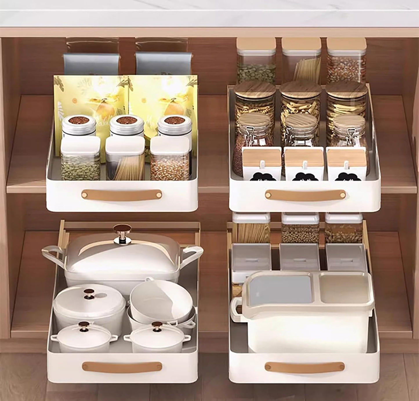 Pull Out Cabinet Organizer, Expandable Slide out Drawers for Kitchen Cabinets