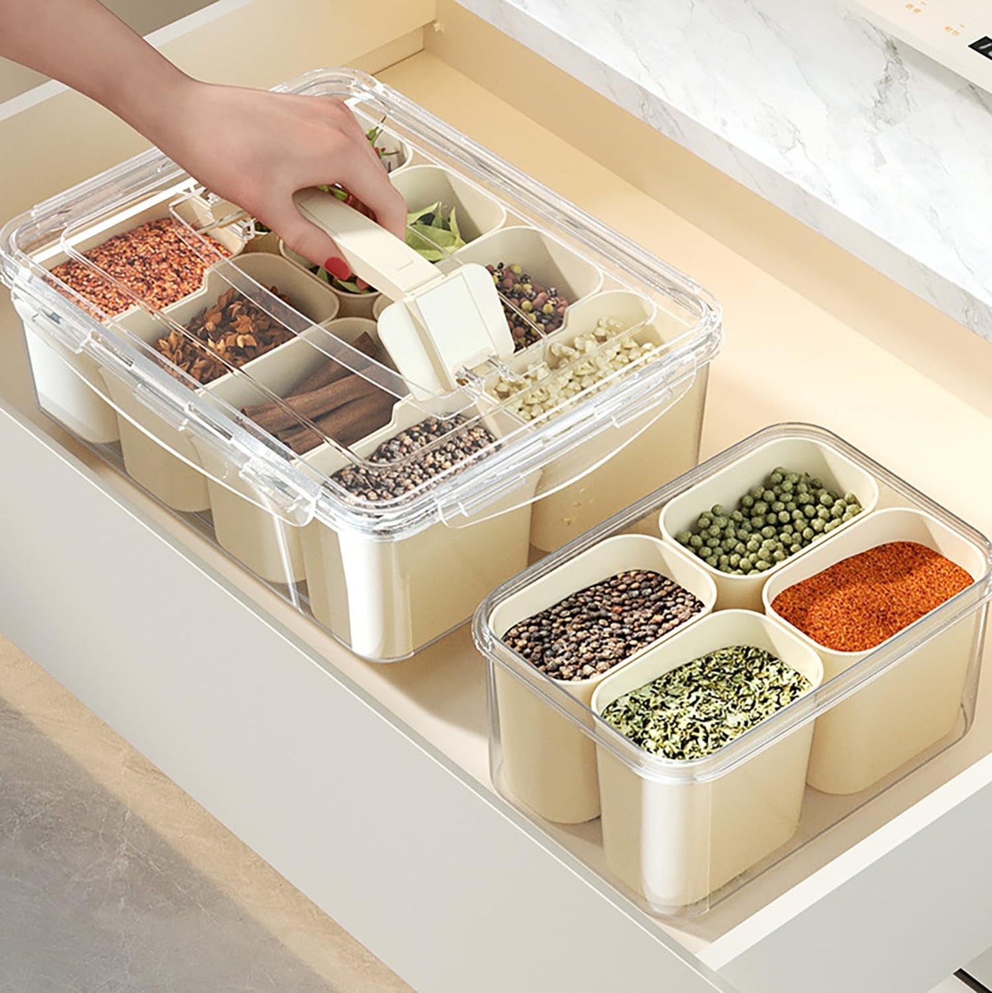 Fridge Organizer Bins with Transparent Lids (4slot)