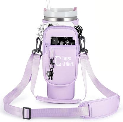 Water Bottle Carrier Bag with Phone Pocket with Adjustable Strap