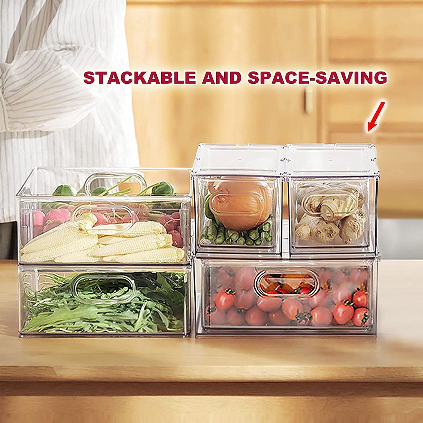 Refrigerator Organizer Bins with Pull-out Drawer