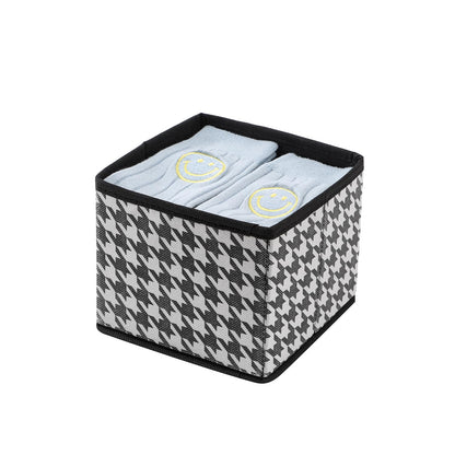 Storage Box Set of 3 Closet Dresser Drawer Organizer Cube (Black Houndstooth)