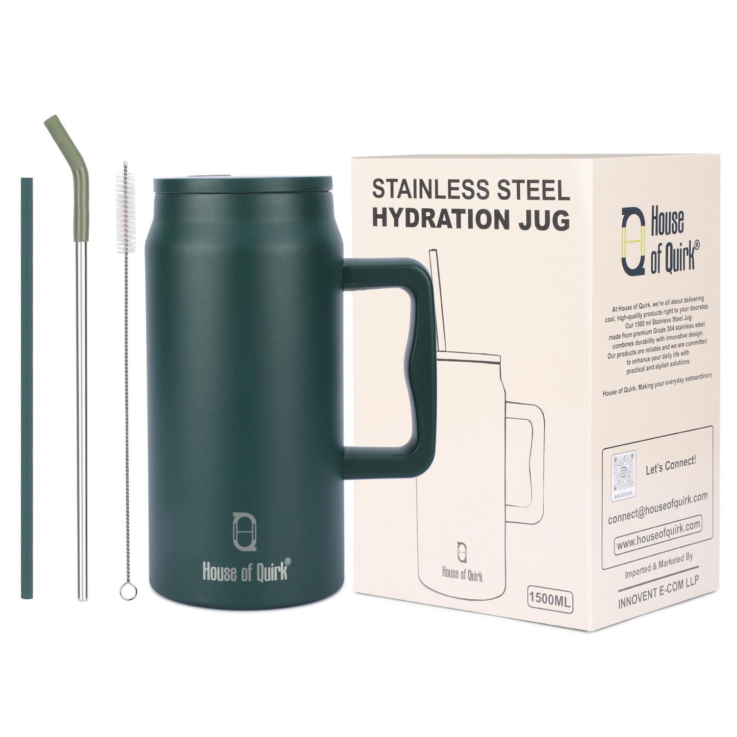 1500ML Mug Tumbler with Handle and Straw Lid