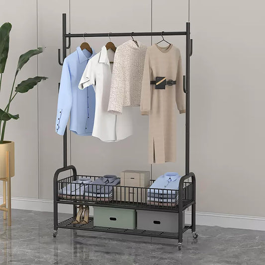 Rolling Metal Clothes Rack with 6 Side Hooks