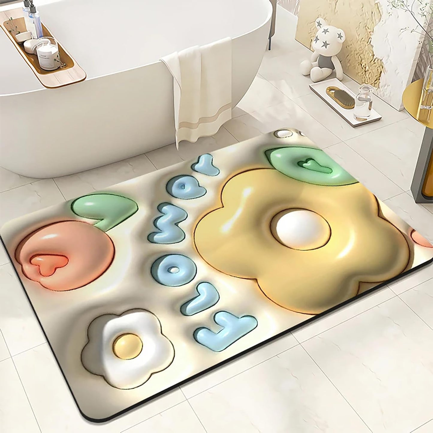 3D Shaped Bath Mat Absorbent Bath Mat Non-Slip