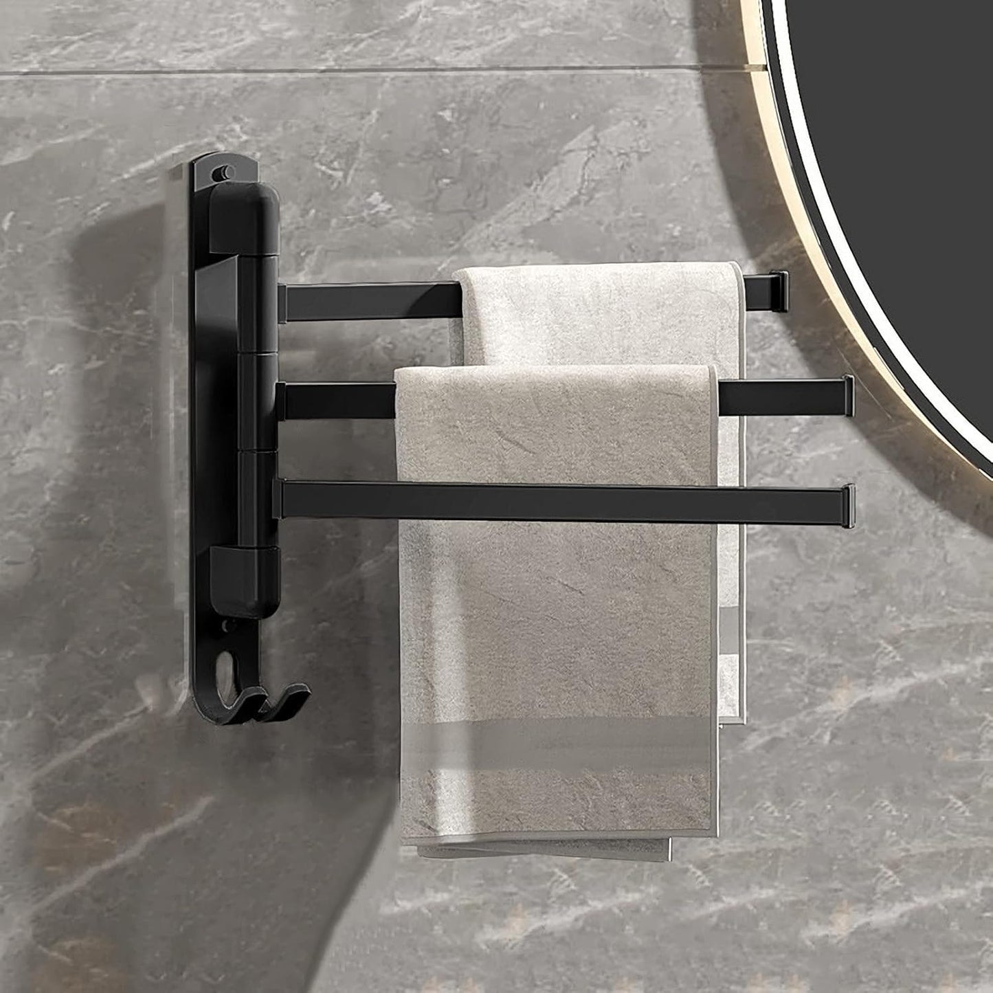 Towel Rail Self-Adhesive Aluminum Towel Holder (Black)