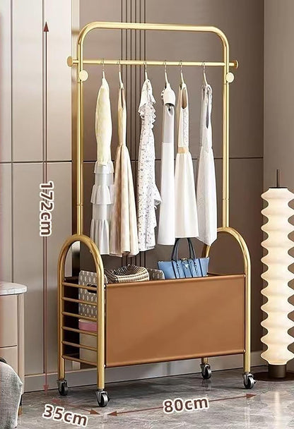 Premium Rolling Corner Coat Rack Elegant Luxury Hanger - (Gold 80 cm)