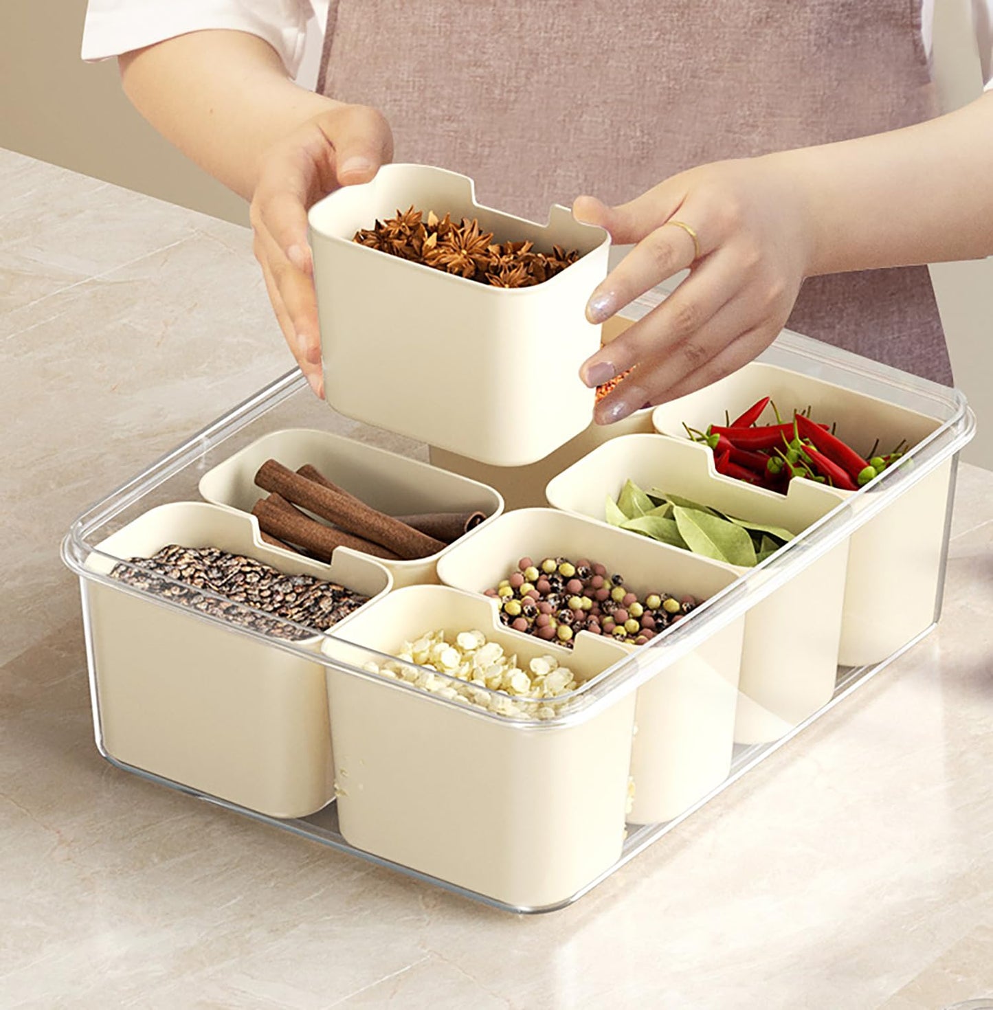 Fridge Organizer Bins with Transparent Lids (4slot)