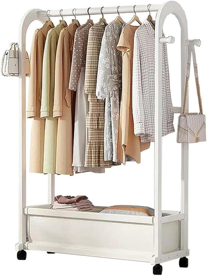 Portable Wooden Garment Rack Free-Standing Armoire (White, 70cm)