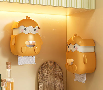 Cartoon Toilet Paper Holder Wall-Mounted Paper Box (Yellow)