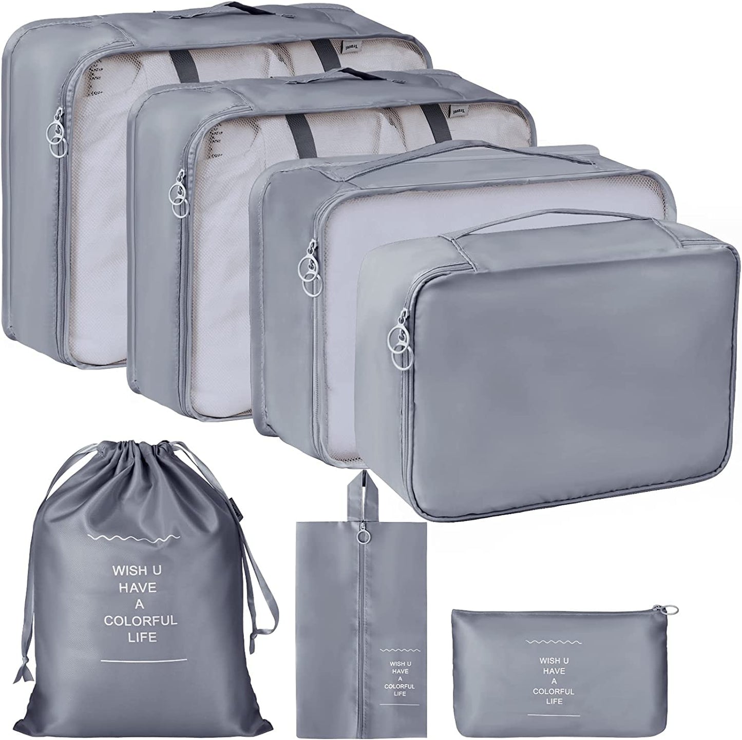 Packing Cubes With Pouch & Toiletry Bag (Set of 7)