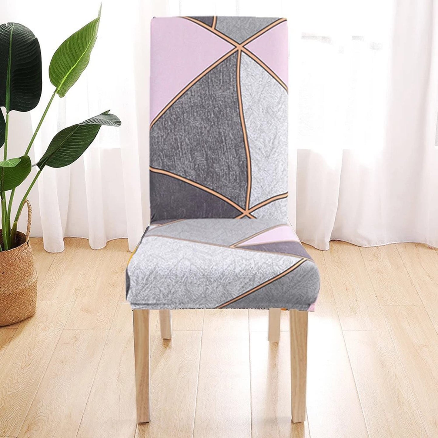 Printed Chair Cover(Grey Pink Prism)