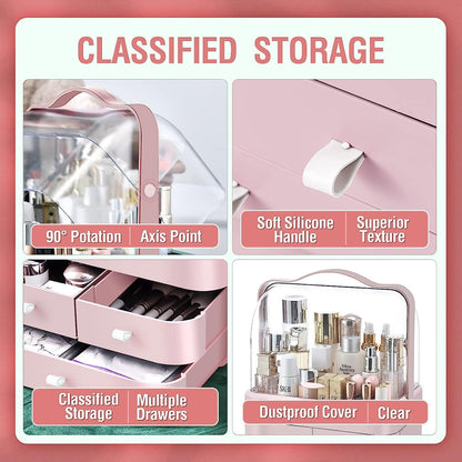 Luxury Multi-function Cosmetic Storage Box Large-Capacity (Pink)