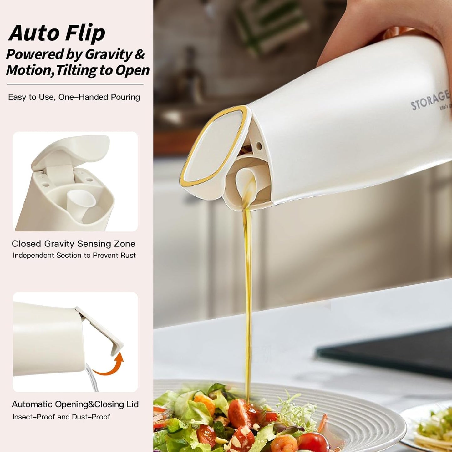 Auto Flip Olive Oil Dispenser Bottle for Kitchen – 500ml