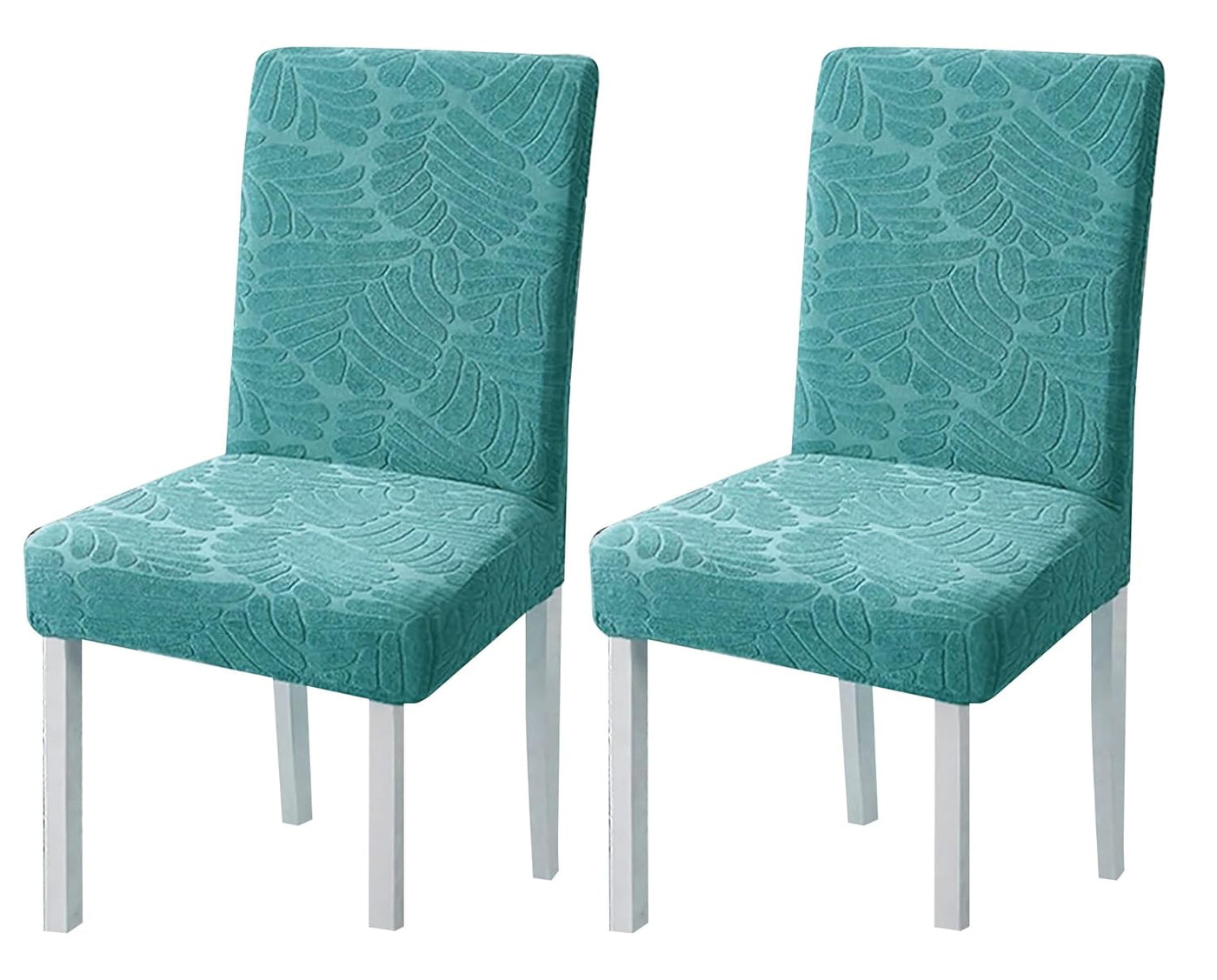 Jacquard Leaf Chair Cover-Teal