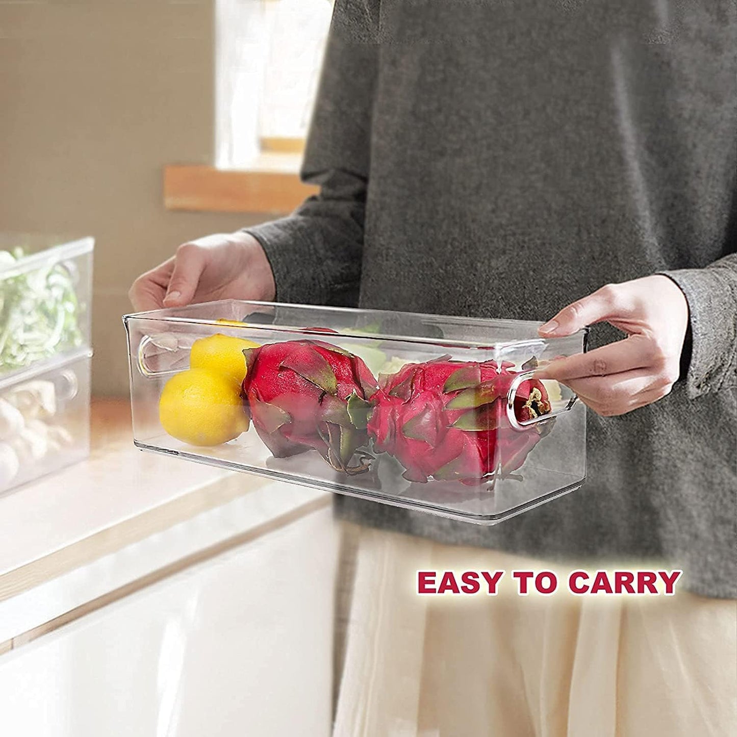 Refrigerator Organizer Bins with Pull-out Drawer