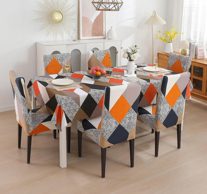 Dining Table Cover Chair Cover waterproof (1 Table Cover + 6 Chair Cover)