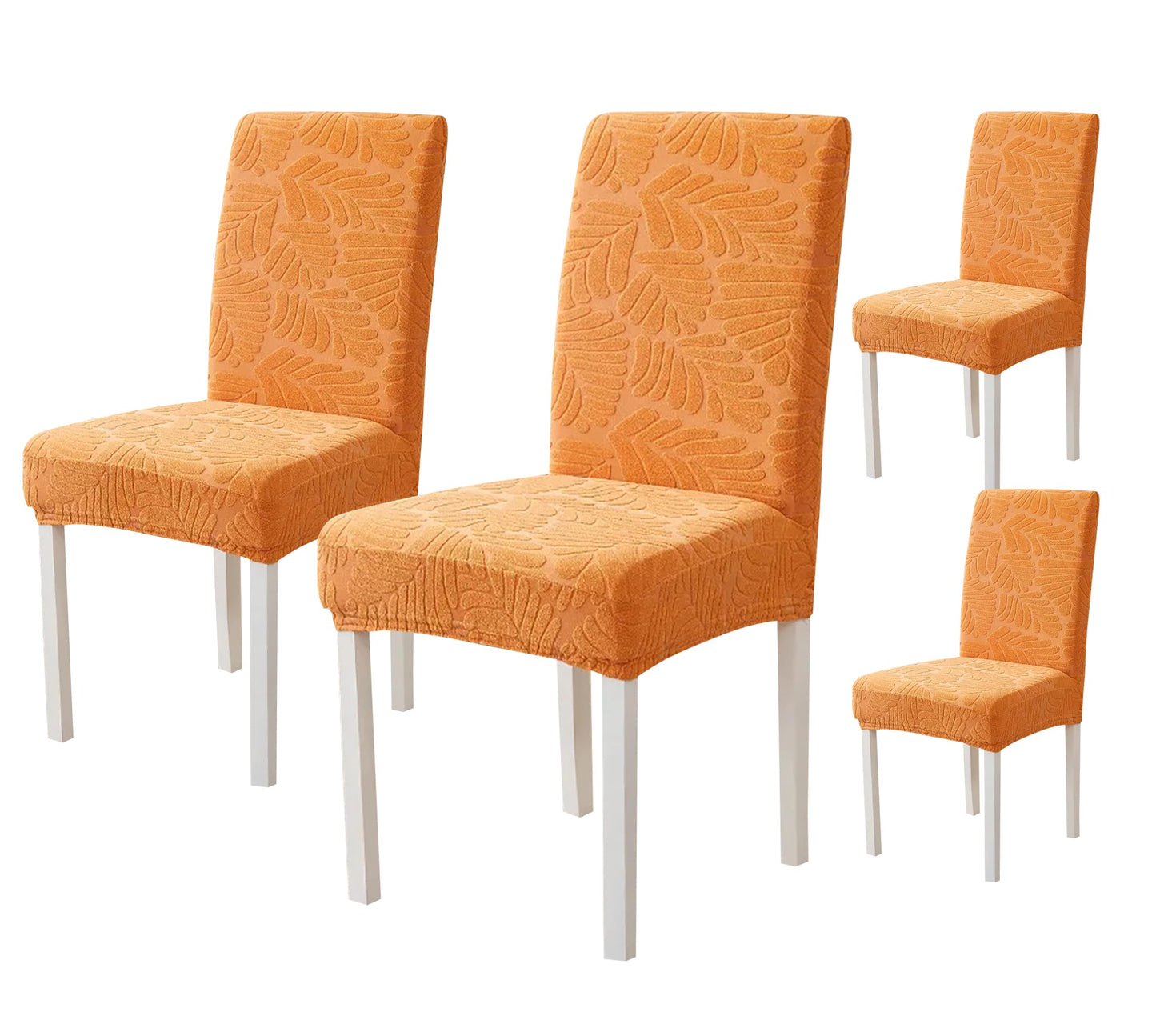 Jacquard Leaf Chair Cover- Orange