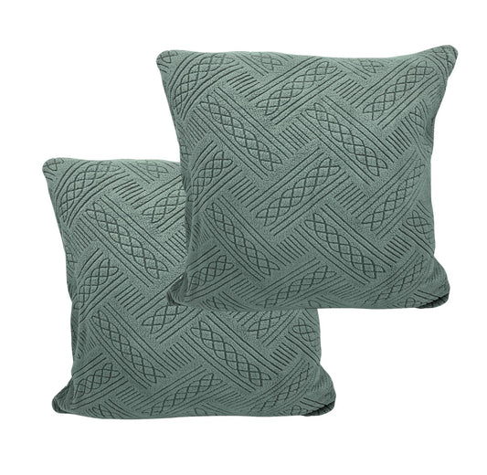 Jacquard Fabric Cushion Cover With Zipper (Green, 45 x 45 cm)