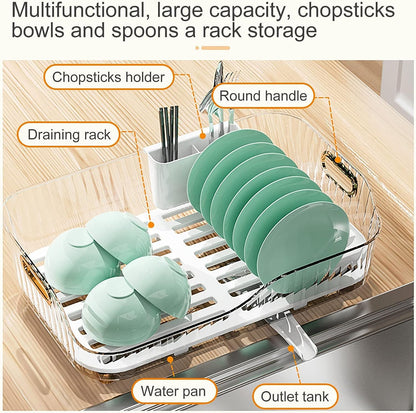 Acrylic Dish Drying Rack Sink Dish Drying Rack Suitable for All Kinds of Dishes (Clear)