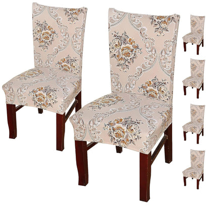 Printed Elastic Chair Cover (Beige Iris)