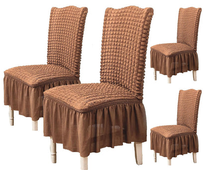 Turkish Bubble Frill Chair Cover (Light Brown)