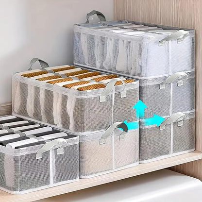 Durable Linen Closet Organizers and Foldable Storage Baskets (Transparent)