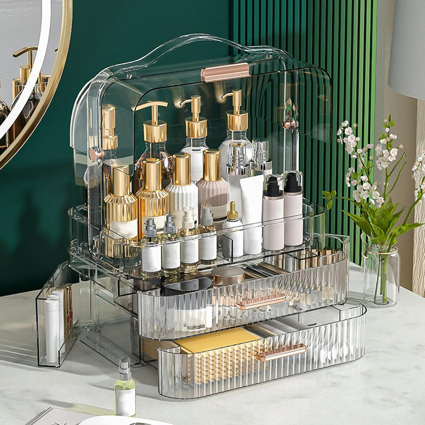 Luxury Multi-function Cosmetic Storage Box Large-Capacity (Trans)