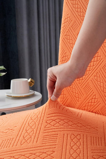 Elastic Jacquard Chair Cover (Pattern Orange)