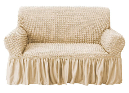 Bubble Frill Couch Cover-Beige