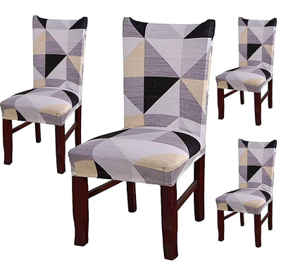 Printed Chair Cover - Beige Black Prism