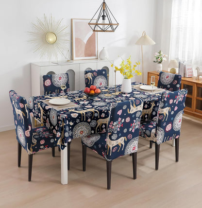 Dining Table Cover Chair Cover waterproof (1 Table Cover + 6 Chair Cover)