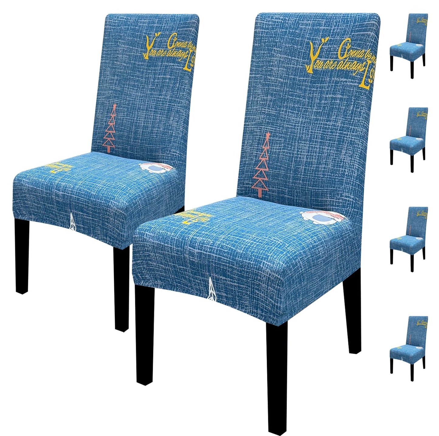 Elastic Chair Cover Stretch Removable Washable Slipcover (Blue Love)