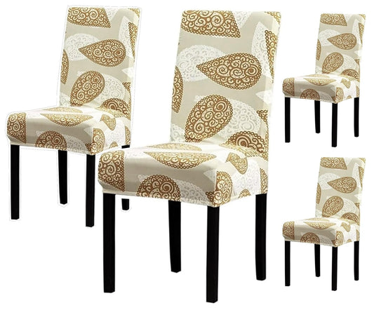 Printed Elastic Chair Cover (Gold Paisley)