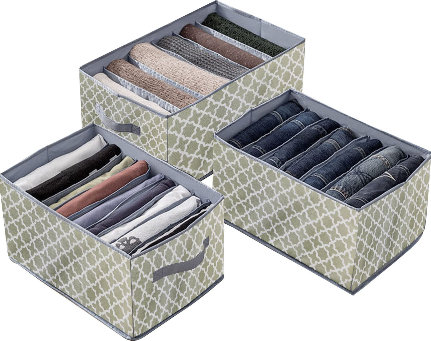 Wardrobe Clothes Organizer Closet Drawer Organizers Set of 3 (6+7+9 Grids)