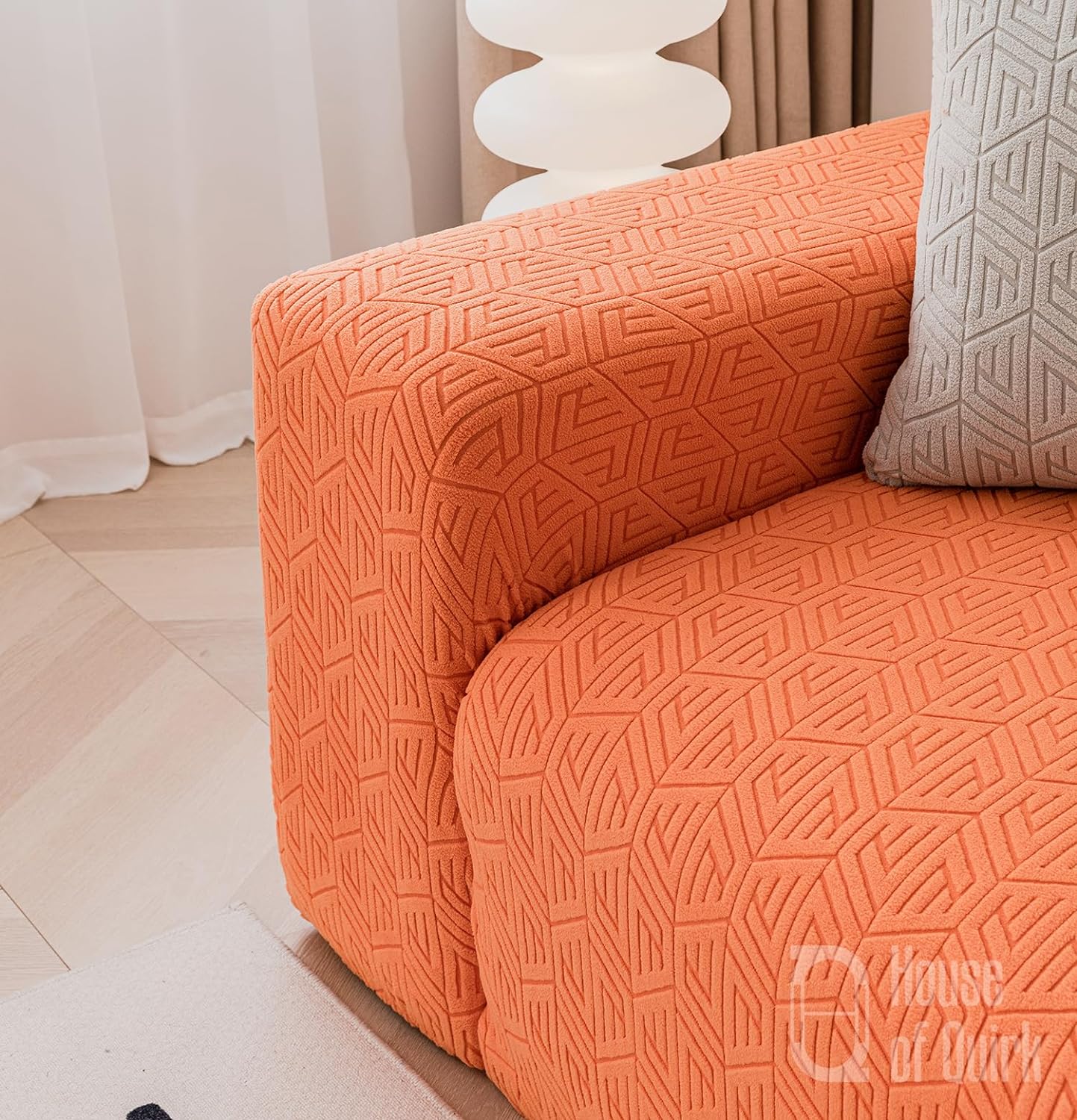 Universal Jacquard Grain Texture Fabric Sofa-Orange