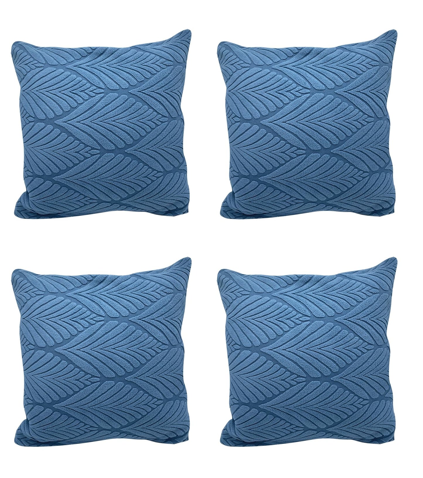 Jacquard Leaf Texture Fabric Cushion Cover With Zipper ( Blue, 45 x 45 cm)