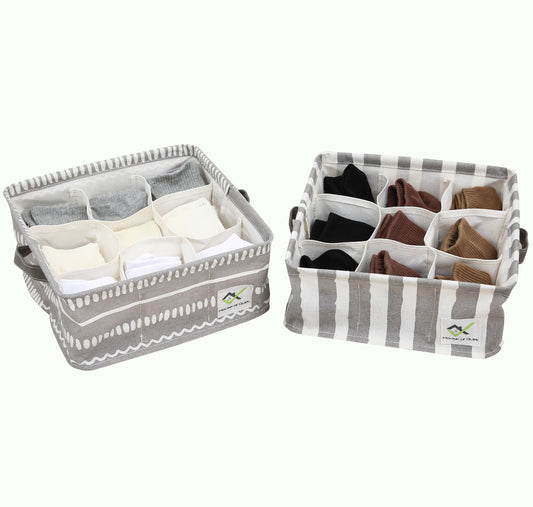 Waterproof Cotton Linen Underwear Organizer Boxes (Pack of 2)