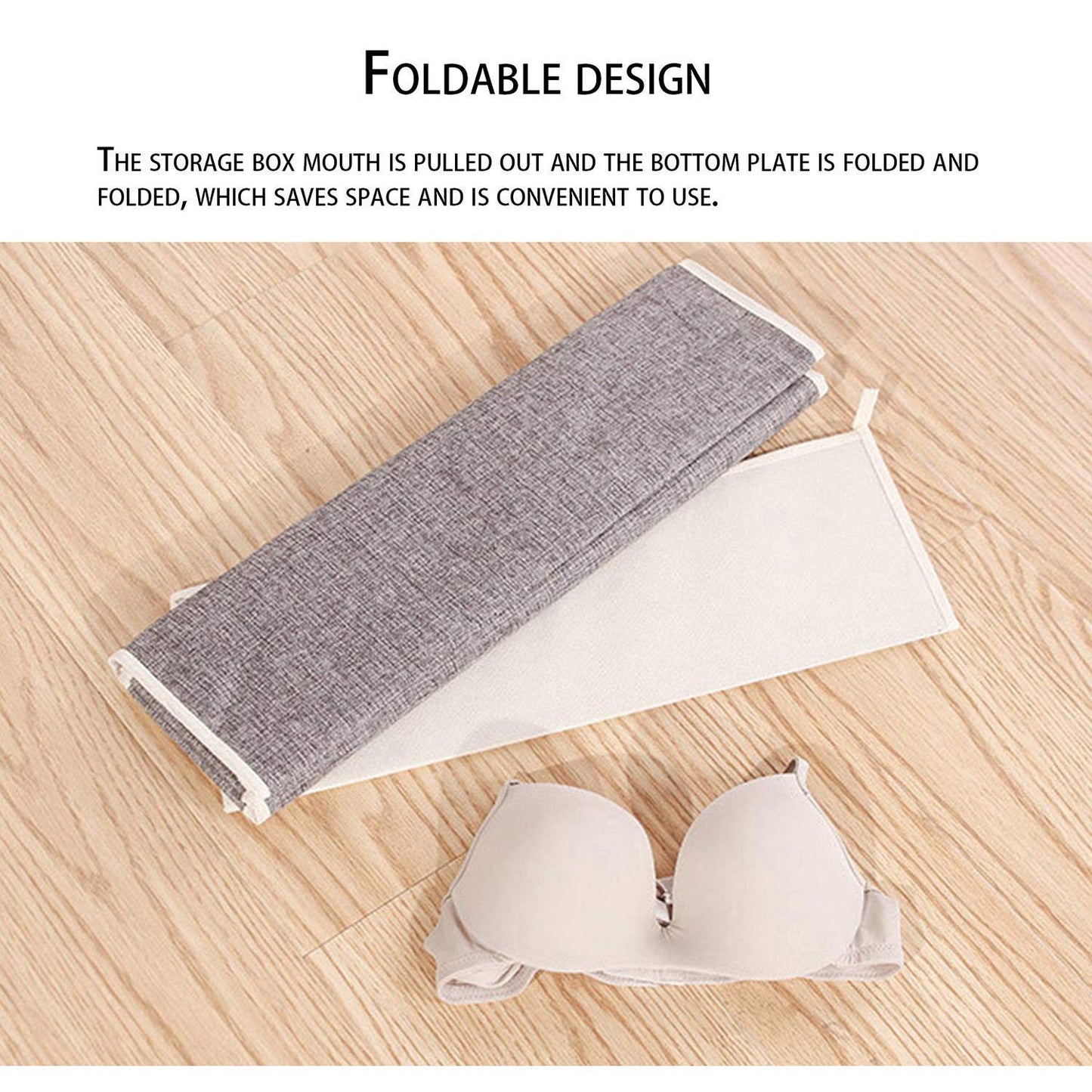 Innerwear Organizer 16+1 Compartment  Foldable Fabric Storage Box(44 x 28 x 12 cm Linen Grey Cream)