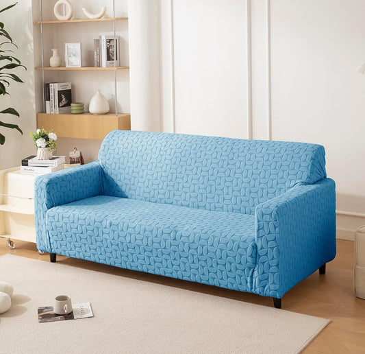 Jacquard Fabric Texture Sofa Cover 220 GSM Sofa Slipcover-Blue