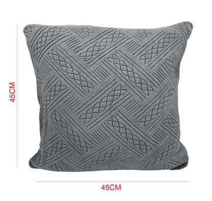 Jacquard Fabric Cushion Cover With Zipper ( Charcoal, 45 x 45 cm)