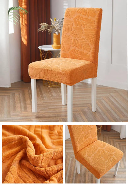 Jacquard Leaf Chair Cover- Orange