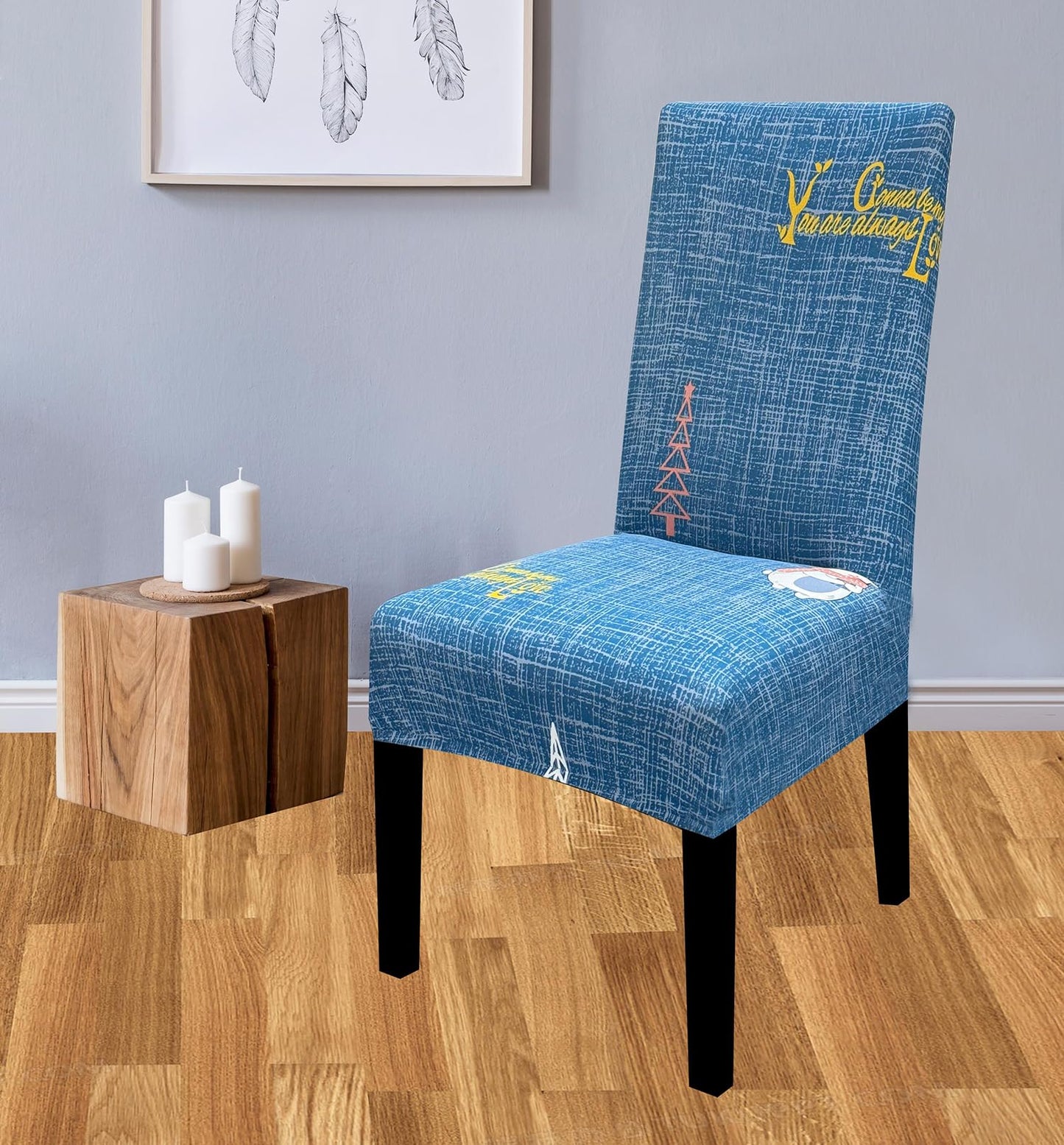 Elastic Chair Cover Stretch Removable Washable Slipcover (Blue Love)