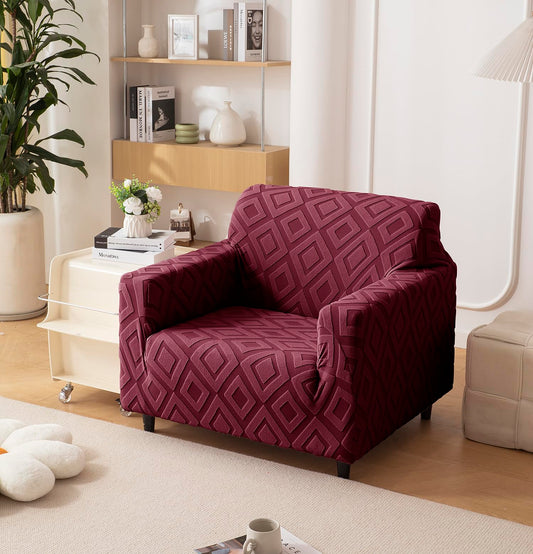 Jacquard Fabric Diamond Texture Sofa Cover 220 GSM (Maroon)