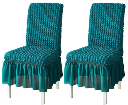 Turkish Bubble Frill Chair Cover Stretch Removable Washable Slipcover (Teal)